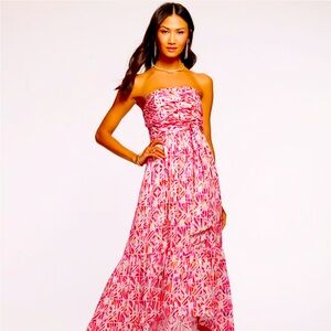 NWT Ramy Brook Harlee Smocked Strapless Maxi Dress